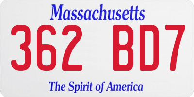 MA license plate 362BD7