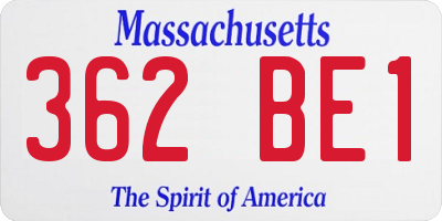 MA license plate 362BE1