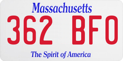 MA license plate 362BF0