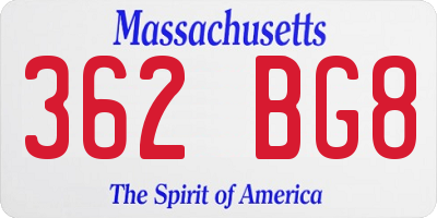 MA license plate 362BG8