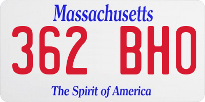 MA license plate 362BH0
