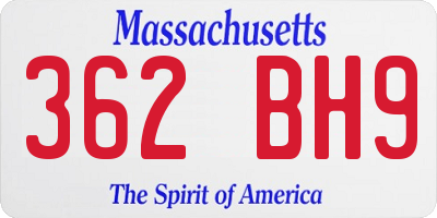 MA license plate 362BH9