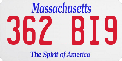 MA license plate 362BI9