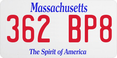 MA license plate 362BP8