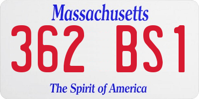 MA license plate 362BS1
