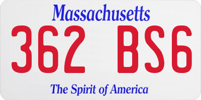 MA license plate 362BS6