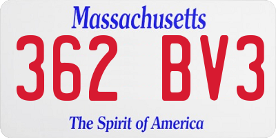 MA license plate 362BV3