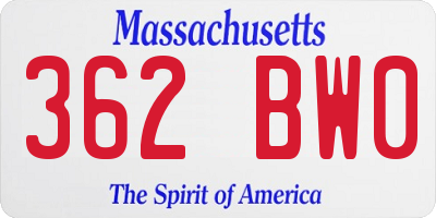 MA license plate 362BW0