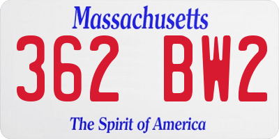 MA license plate 362BW2