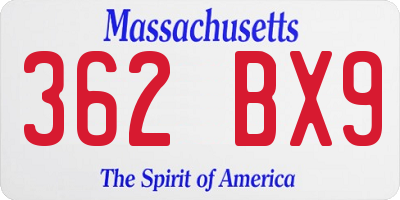 MA license plate 362BX9
