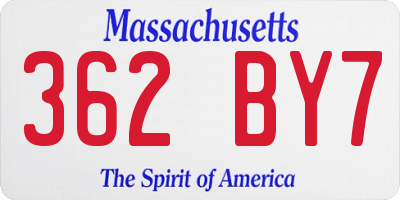 MA license plate 362BY7