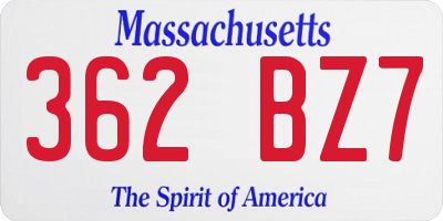 MA license plate 362BZ7