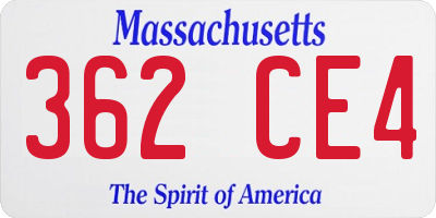 MA license plate 362CE4