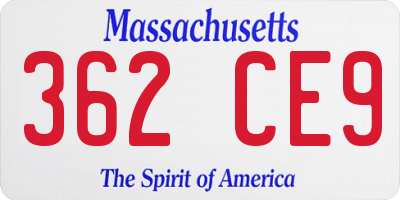 MA license plate 362CE9