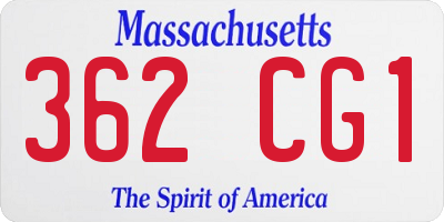 MA license plate 362CG1