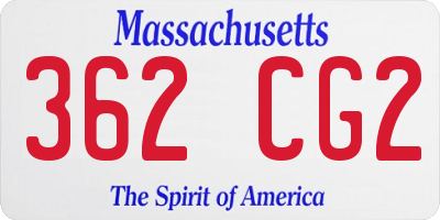 MA license plate 362CG2