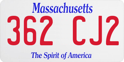 MA license plate 362CJ2