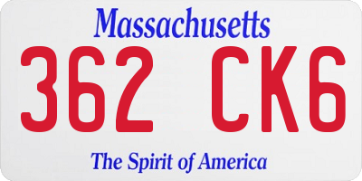 MA license plate 362CK6