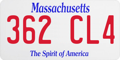 MA license plate 362CL4