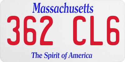 MA license plate 362CL6
