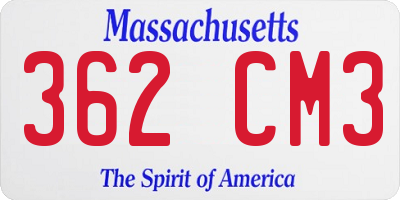 MA license plate 362CM3