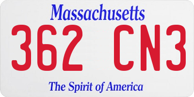 MA license plate 362CN3