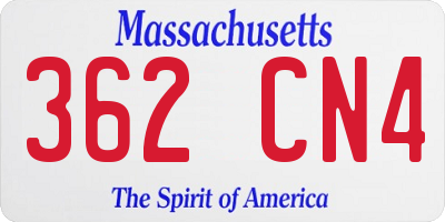 MA license plate 362CN4