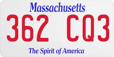 MA license plate 362CQ3