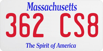 MA license plate 362CS8