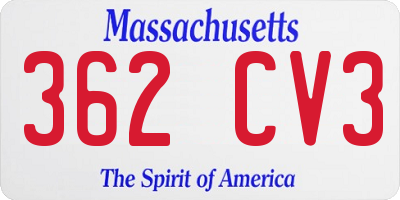 MA license plate 362CV3