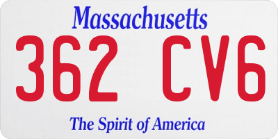 MA license plate 362CV6