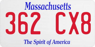 MA license plate 362CX8
