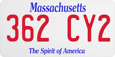 MA license plate 362CY2
