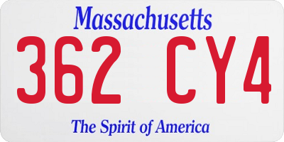 MA license plate 362CY4