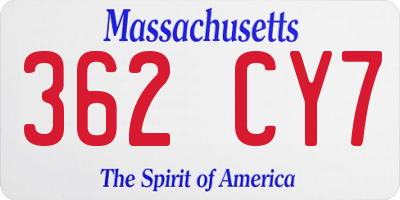 MA license plate 362CY7