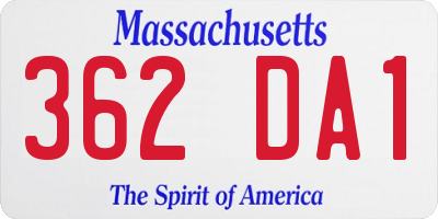 MA license plate 362DA1