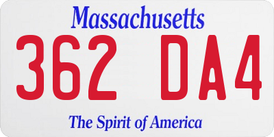 MA license plate 362DA4