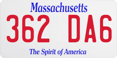 MA license plate 362DA6