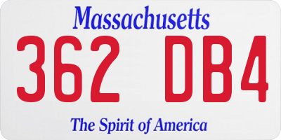 MA license plate 362DB4