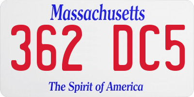MA license plate 362DC5