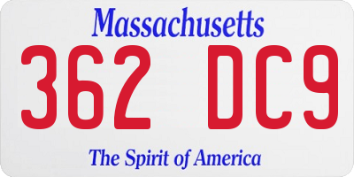 MA license plate 362DC9