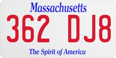 MA license plate 362DJ8