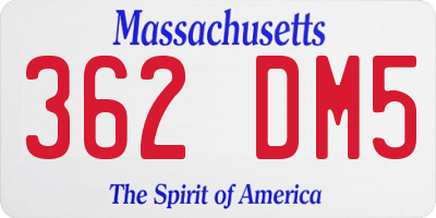 MA license plate 362DM5