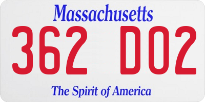 MA license plate 362DO2