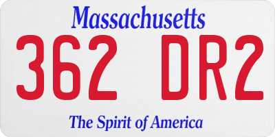 MA license plate 362DR2