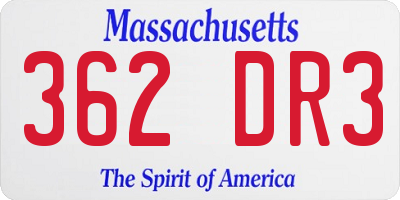 MA license plate 362DR3