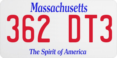MA license plate 362DT3