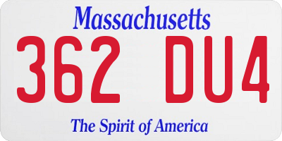 MA license plate 362DU4