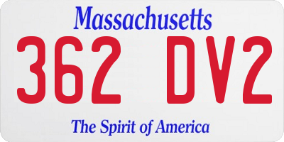 MA license plate 362DV2