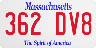 MA license plate 362DV8